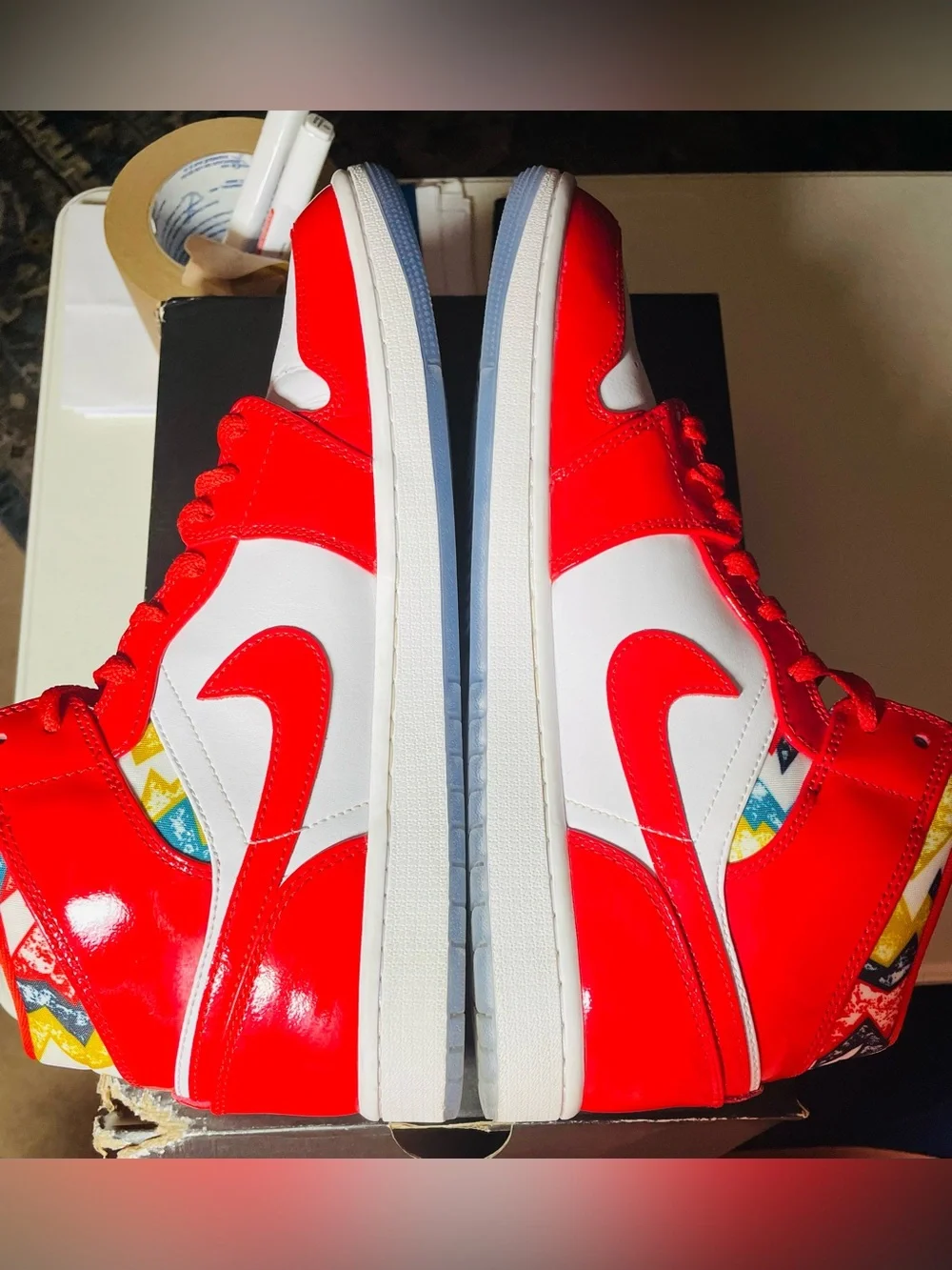 Jordan 1 Mid Barcelona Sweater Red Patent DC7294-600 11.5M
